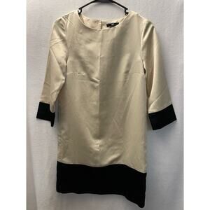 H & M off white black 3/4 sleeve dress‎ satin women’s size 4